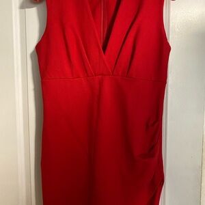 Classic Red V-Neck Sheath Dress